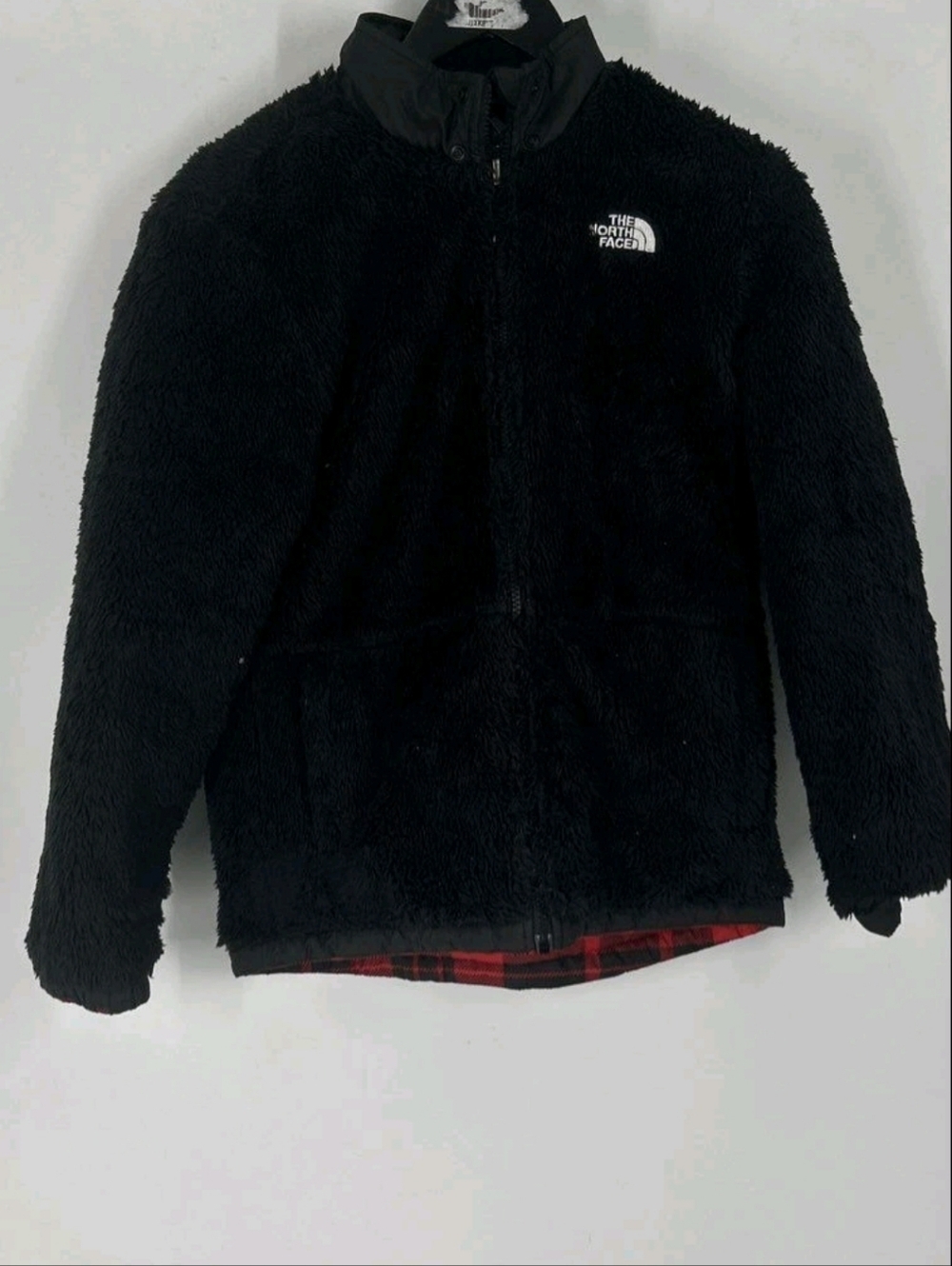 Kids Sz 10-12 The North Face Black & Red Plaid Puffer Jacket - Picture 4 of 9
